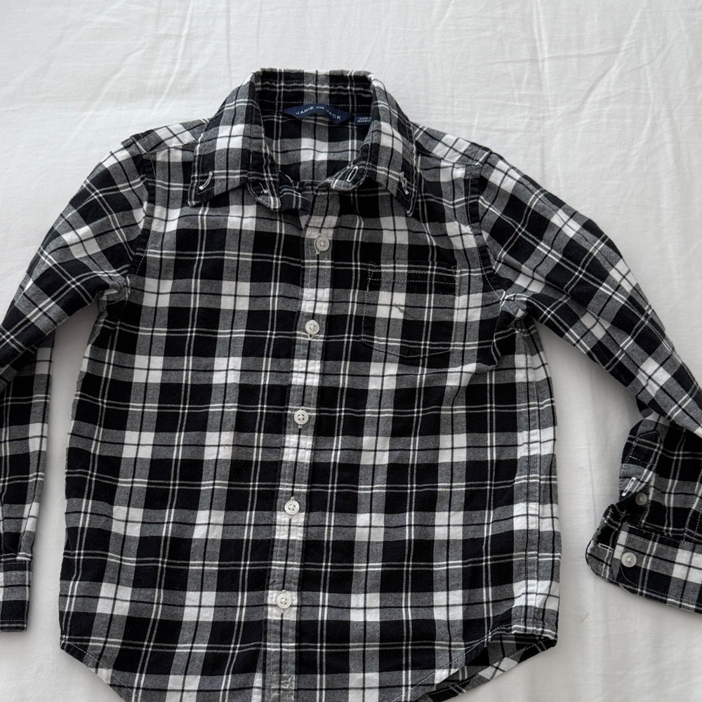 Janie and Jack Black and White Plaid Button Down Shirt